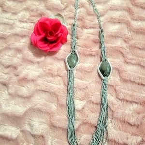 Long Stone Silver Necklace